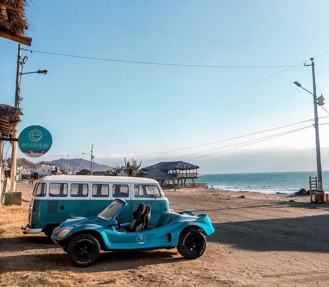 Relaxed coastal atmosphere at Santa Marianita beach near Manta Ecuador